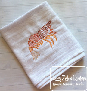 Shrimp motif filled machine embroidery design