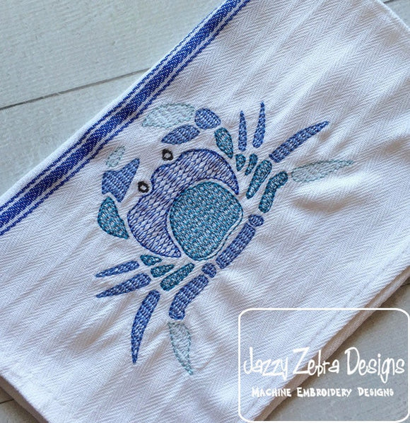 Crab motif filled machine embroidery design