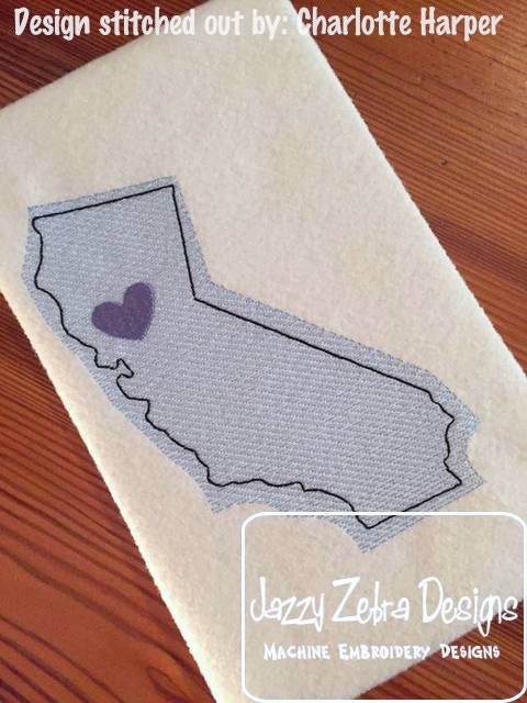 California State Sketch Embroidery Design