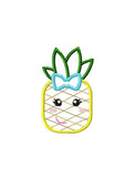 Girl Pineapple appliqué machine embroidery design