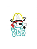 Pirate Octopus applique machine embroidery design