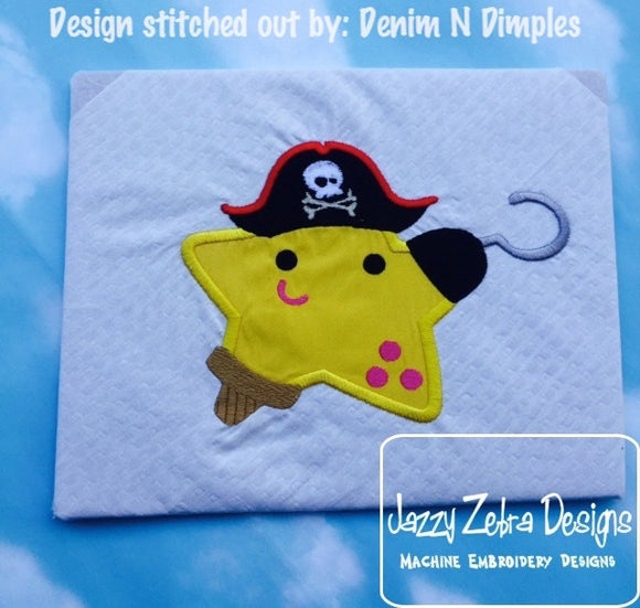 Pirate Starfish applique machine embroidery design