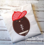 Football with face wearing baseball hat applique machine embroidery design