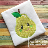 Pear with face appliqué machine embroidery design