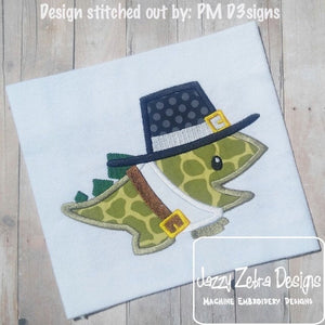 Dinosaur Pilgrim applique machine embroidery design