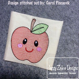 Apple with face sketch machine embroidery design