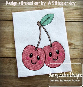 Cherries with faces sketch machine embroidery design