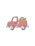 Truck with pumpkins sketch machine embroidery design