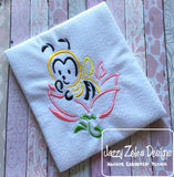 Bee in Flower satin stitch machine embroidery design
