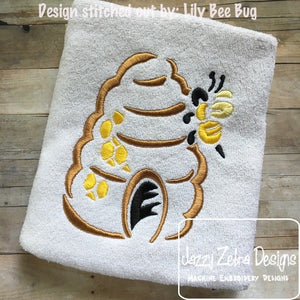 Bee Hive satin stitch machine embroidery design