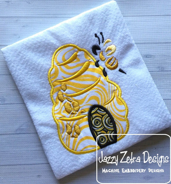 Bee Hive applique machine embroidery design