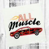 All Muscle saying Muscle Car appliqué machine embroidery design
