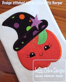 Witch Pumpkin applique machine embroidery design