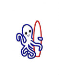 Octopus with Surfboard applique machine embroidery design