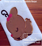 Sleeping Reindeer or deer girl applique machine embroidery design