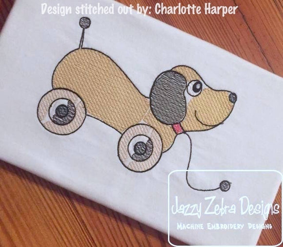 Retro toy dog sketch machine embroidery design