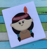 Native American Girl Thanksgiving Appliqué Machine Embroidery Design