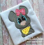 Girl Mouse with cheese appliqué machine embroidery design