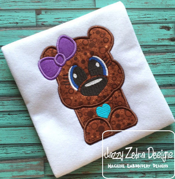 Girl Bear appliqué machine embroidery design