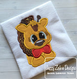 Short Giraffe with bow appliqué machine embroidery design