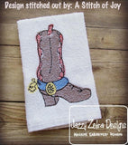 Cowboy Boot Sketch Machine Embroidery Design