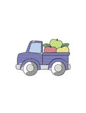 Truck with Apples sketch machine embroidery design