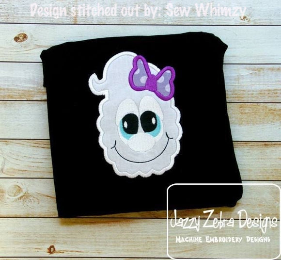 Goofy girl ghost applique machine embroidery design