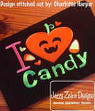 I love heart candy saying Halloween appliqué machine embroidery design