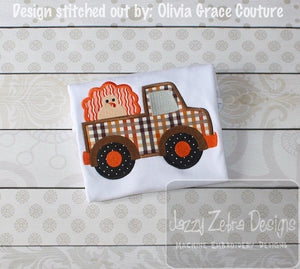 Truck with Turkey Appliqué machine Embroidery Design