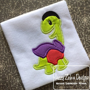 Dinosaur vampire appliqué machine embroidery design