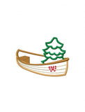 Canoe or Boat with Christmas tree appliqué machine embroidery design