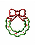 Christmas wreath applique machine embroidery design