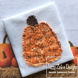 Pumpkin raggedy edge bean stitch shabby applique machine embroidery design