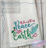 Peace on Earth saying Christmas machine embroidery design