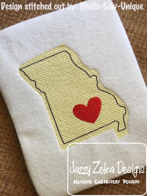 Missouri State Sketch Embroidery Design