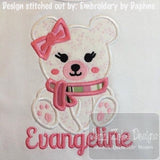 Polar Bear girl appliqué machine embroidery design