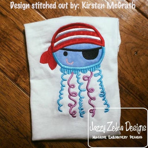 Pirate Jellyfish applique machine embroidery design