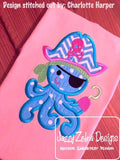 Pirate Octopus applique machine embroidery design