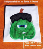 Frankenstein Pumpkin Head applique machine embroidery design