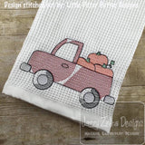 Truck with pumpkins sketch machine embroidery design