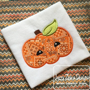 Little jack-o-lantern pumpkin applique machine embroidery design