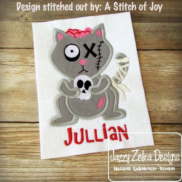Halloween Zombie Cat Appliqué machine Embroidery Design