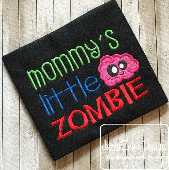 Mommy's Little Zombie Saying machine embroidery design