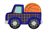 Truck with basketball appliqué machine embroidery design