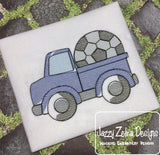 Truck with Soccer Ball Sketch Machine Embroidery Design