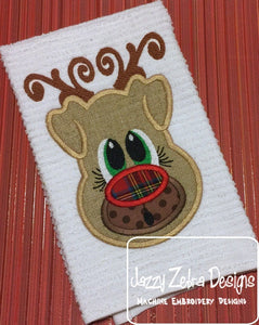 Reindeer appliqué machine embroidery design