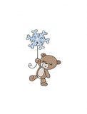 Bear with snowflake balloon sketch machine embroidery design