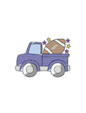 Truck with football sketch machine embroidery design