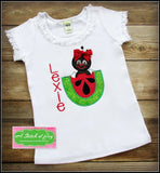 Ant eating watermelon slice applique machine embroidery design