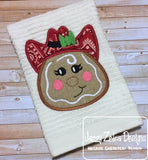 Cowgirl Gingerbread girl applique machine embroidery design